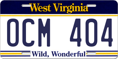 WV license plate OCM404