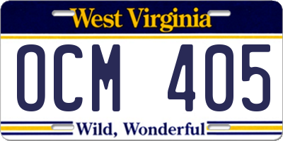 WV license plate OCM405