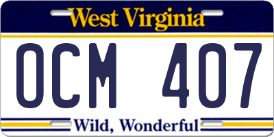 WV license plate OCM407