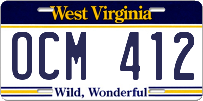 WV license plate OCM412