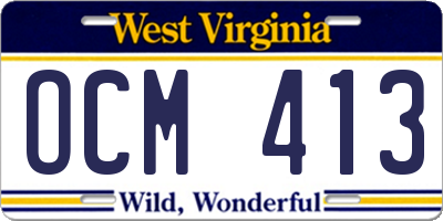 WV license plate OCM413