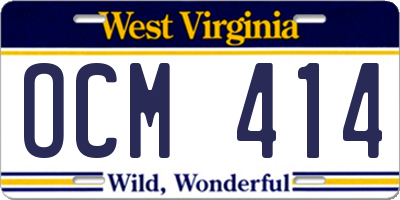 WV license plate OCM414