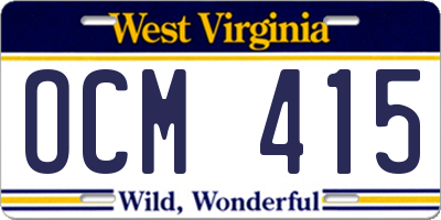 WV license plate OCM415