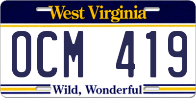 WV license plate OCM419