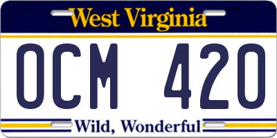 WV license plate OCM420