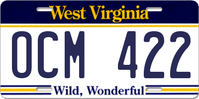 WV license plate OCM422