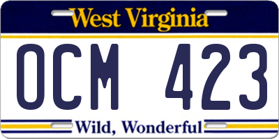 WV license plate OCM423