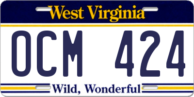 WV license plate OCM424