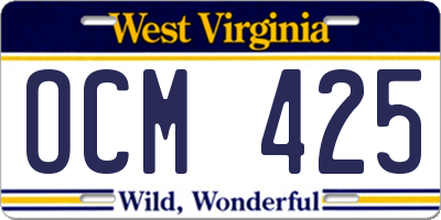 WV license plate OCM425