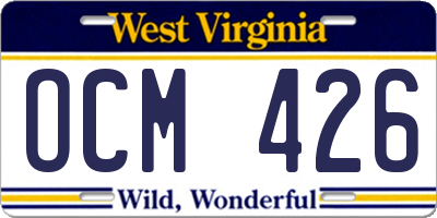 WV license plate OCM426