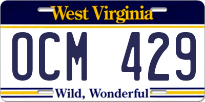 WV license plate OCM429
