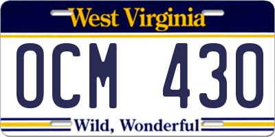 WV license plate OCM430