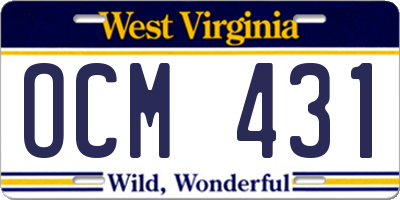 WV license plate OCM431