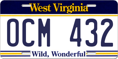 WV license plate OCM432