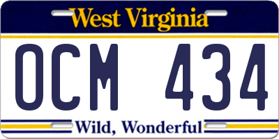 WV license plate OCM434