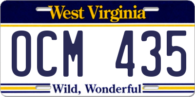 WV license plate OCM435