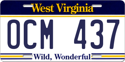 WV license plate OCM437