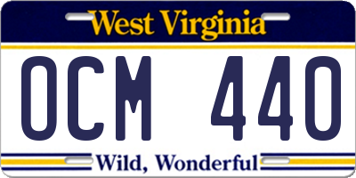 WV license plate OCM440