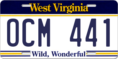 WV license plate OCM441