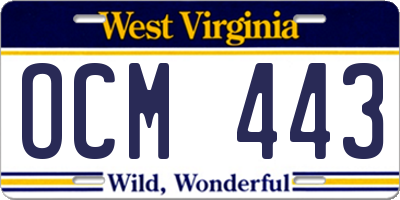 WV license plate OCM443