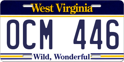 WV license plate OCM446