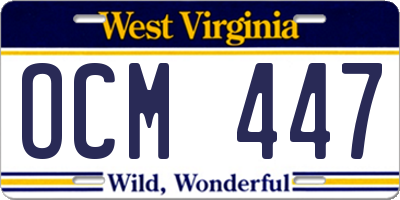 WV license plate OCM447