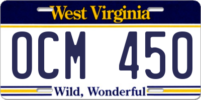 WV license plate OCM450