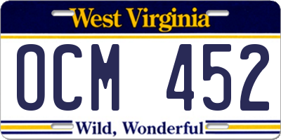 WV license plate OCM452