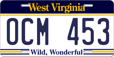 WV license plate OCM453