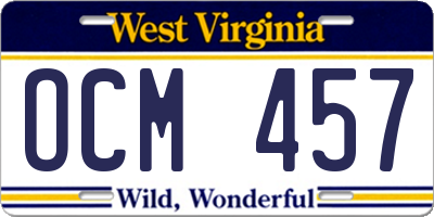 WV license plate OCM457