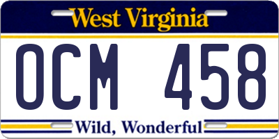 WV license plate OCM458