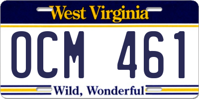 WV license plate OCM461
