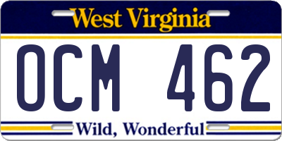 WV license plate OCM462
