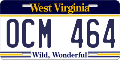 WV license plate OCM464