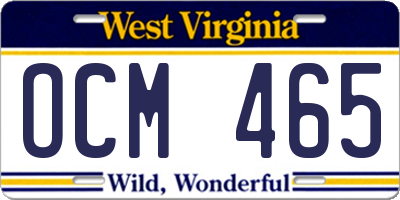 WV license plate OCM465