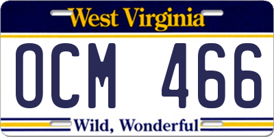 WV license plate OCM466