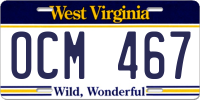 WV license plate OCM467