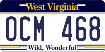 WV license plate OCM468