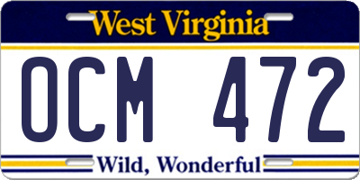 WV license plate OCM472