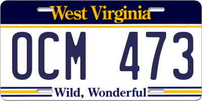 WV license plate OCM473