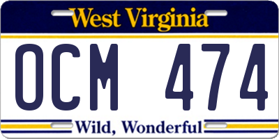 WV license plate OCM474