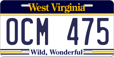 WV license plate OCM475