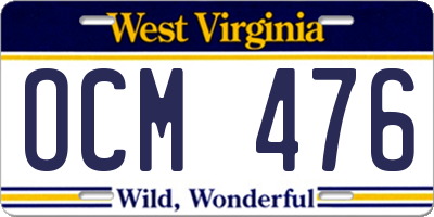 WV license plate OCM476