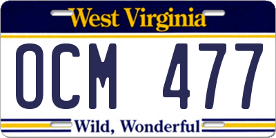 WV license plate OCM477