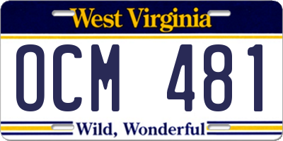 WV license plate OCM481