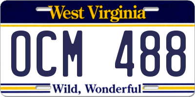 WV license plate OCM488