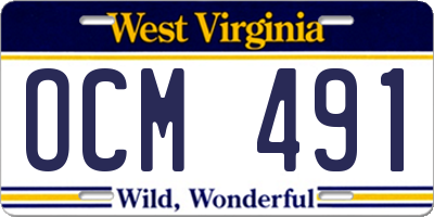 WV license plate OCM491