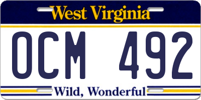 WV license plate OCM492