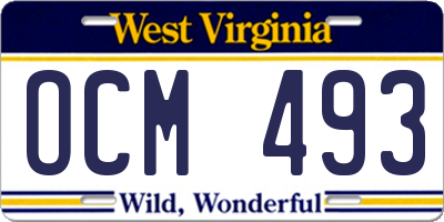 WV license plate OCM493