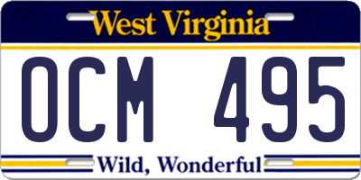 WV license plate OCM495